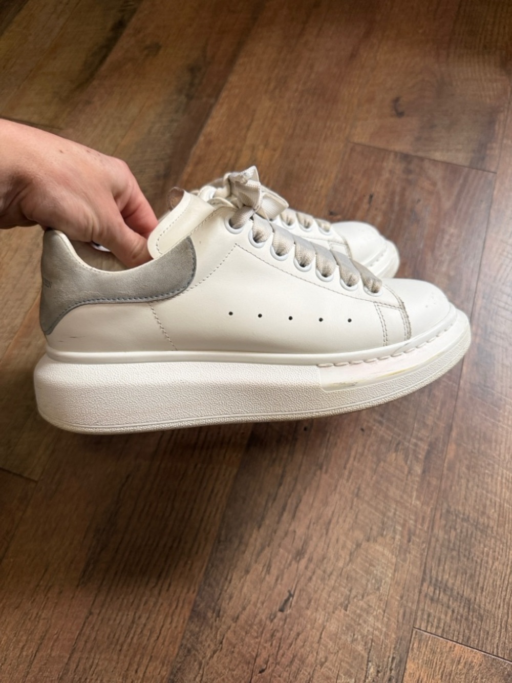 Alexander McQueen Cream and Tan Branded Rubber Sole Detail